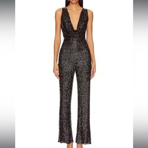 Heather Jumpsuit in Black
NBD Sequin Drape Flare